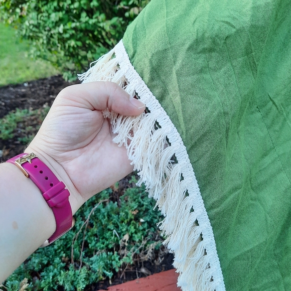 Bohemian Fringe Tribal Print Midi Length Poncho Caftan Kimono Cover Up NEW OS - Picture 13 of 13